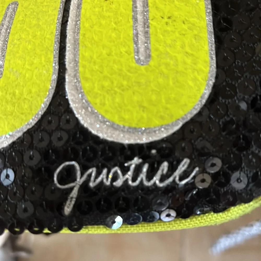 JUSTICE “JUST BE YOU” SEQUIN COMPUTER SCHOOL BAG BLACK YELLOW